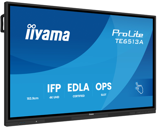 iiyama TE6513A-B2AG Signage Display Interactive flat panel 163.8 cm (64.5") Wi-Fi 500 cd/m² 4K Ultra HD Black Touchscreen Built-in processor Android 24/7