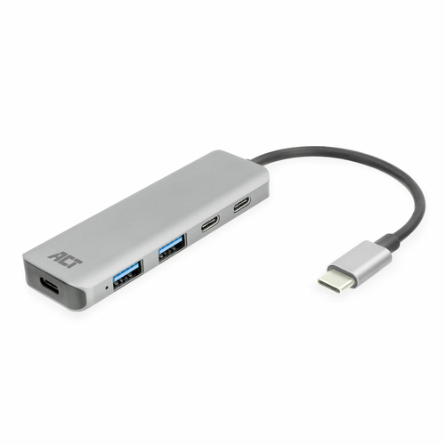 ACT AC7072 interface hub USB 3.2 Gen 1 (3.1 Gen 1) Type-C 5000 Mbit/s Black, Grey