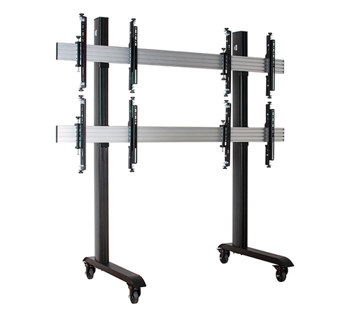B-Tech SYSTEM X - 2 x 2 Universal Mobile Videowall Mounting System with Micro-Adjustment for 46-60" screens