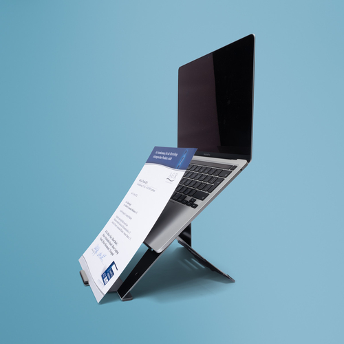 R-Go Tools Support pour ordinateur portable R-Go Riser Document, ergonomique, pliable et réglable avec porte-documents, noir