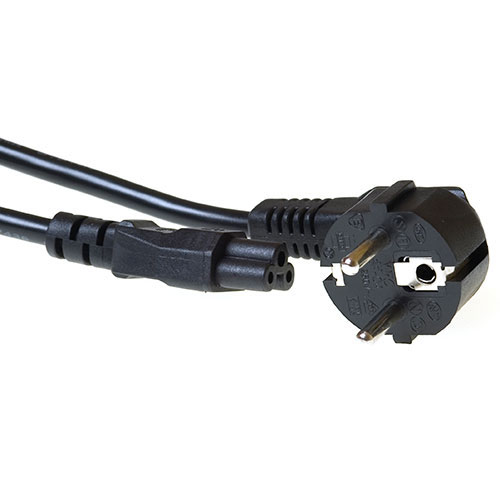 ACT Powercord mains connector CEE7/7 male (angled) - C5 black 5.00 m