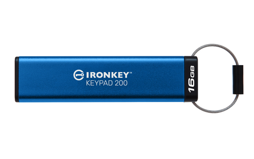 Kingston Technology IronKey 16GB Keypad 200, FIPS 140-3 Lvl 3 (aangevraagd) AES-256 versleuteld Kingston Technology IronKey 16GB Keypad 200, FIPS 140-3 Lvl 3 (aangevraagd) AES-256 versleuteld