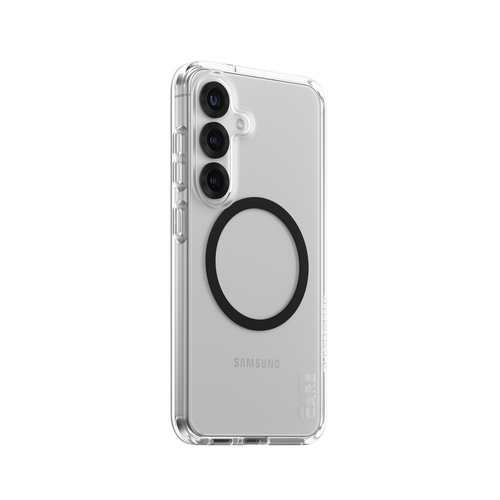 PanzerGlass CARE™ by ® Urban Combat Case Transparent w. Black Qi Compatible Samsung Galaxy S25 mobiele telefoon behuizingen Hoes Transparant