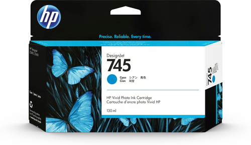 HP 745 130-ml DesignJet Cyan Ink Cartridge