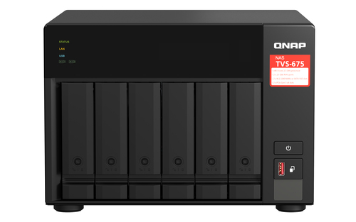 QNAP TVS-675 NAS Tower ZhaoXin KaiXian KX-6000 KX-U6580 8 GB DDR4 0 TB QuTS hero Zwart