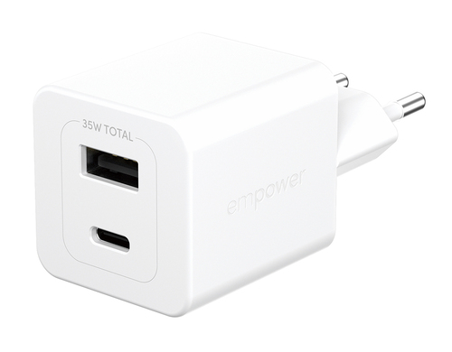 PanzerGlass empower™ by ® Turbo 35W Charger incl. USB-C + USB-A | EU Plug | Silver White Smartphone AC Fast charging Indoor