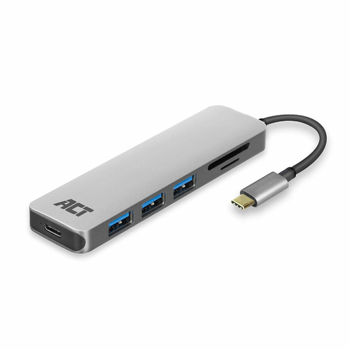 ACT AC7050 USB-C Hub 3 port with cardreader and PD pass through
