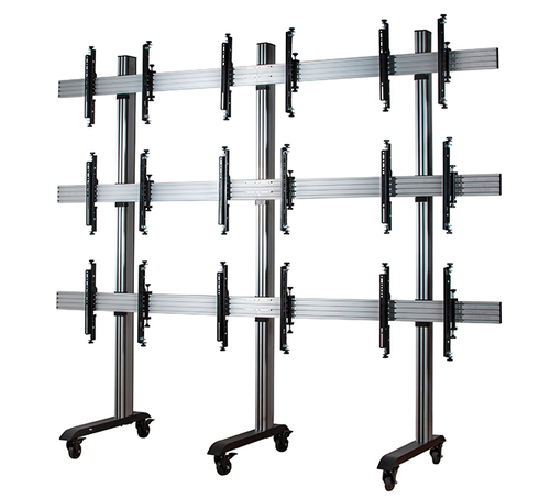 B-Tech SYSTEM X - 3 x 3 Universal Mobile Videowall Mounting System with Micro-Adjustment for 46-55" screens