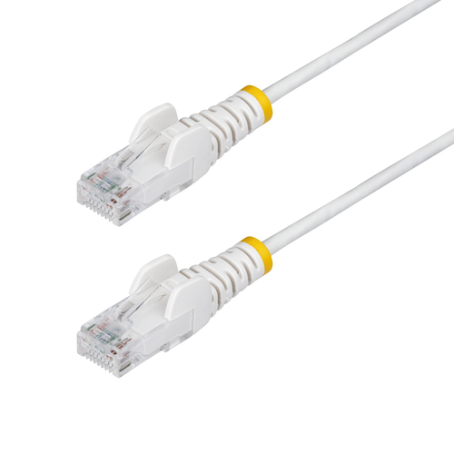 StarTech.com Câble Ethernet CAT6 Blanc Fin de 50cm, Sans Accroc, 100W PoE, UTP, LSZH, Fil de Cuivre Pur 28AWG, Cordon Patch Réseau RJ45 avec Serre-Câble, Contrôlé Fluke