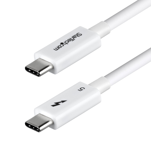StarTech.com Câble Thunderbolt 5 de 50cm, 80 Gbps/Jusqu'à 120 Gbps, PD 240W, 8K 60Hz, Câble Thunderbolt Certifié, Compatible avec Thunderbolt 4/USB4/USB-C - Blanc