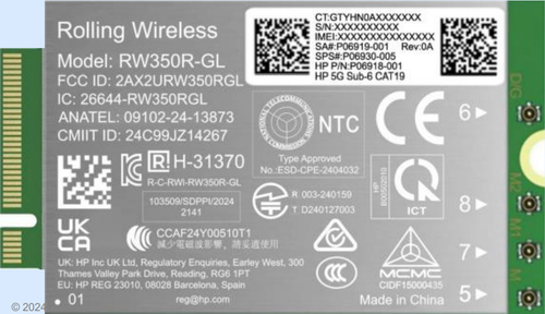 HP 5G Sub-6 WWAN carte et adaptateur d'interfaces Interne