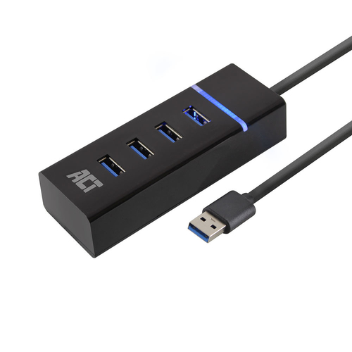 ACT AC6300 interface hub USB 3.2 Gen 1 (3.1 Gen 1) Type-A 5000 Mbit/s Black
