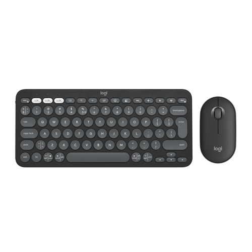 Logitech Pebble 2 Combo keyboard Mouse included Universal RF Wireless + Bluetooth AZERTY French Graphite
