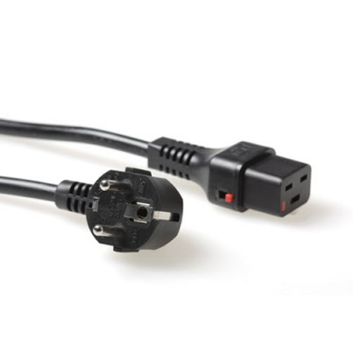 ACT Powercord CEE 7/7 male (angled) - C19 IEC Lock black 2 m, EL262S