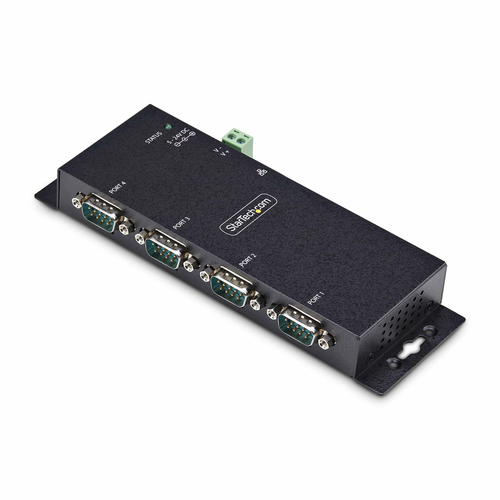 StarTech.com Adaptateur Série vers Ethernet à 4 Ports, Serveur de Périphériques Série IP pour Périphériques RS232 Distants, Montage Mural/ Rail DIN, Boîtier Métallique, Convertisseur Série RJ45 LAN vers DB9, TAA