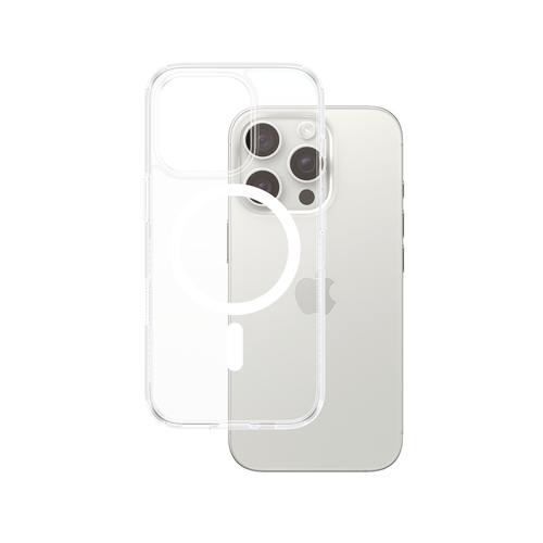PanzerGlass ® HardCase Transparent w. White MagSafe iPhone 16 Pro mobiele telefoon behuizingen Hoes Transparant