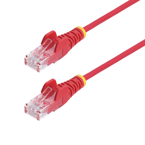 StarTech.com 25cm Red Slim CAT6 Ethernet Cable, Snagless, 100W PoE, UTP, LSZH, 28AWG Pure Bare Copper Wire, Slim RJ45 Network Patch Cord w/Strain Reliefs, Individually Tested
