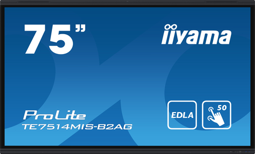 iiyama PROLITE TE7514MIS-B2AG Digital signage flat panel 190.5 cm (75") LCD Wi-Fi 435 cd/m² 4K Ultra HD Black Touchscreen Built-in processor Android 24/7
