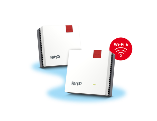 Mesh Set FRITZMESH SET 1600 2-PACK EDITION INTERNATIONAL Bi-bande (2,4 GHz / 5 GHz) Wi-Fi 6 (802.11ax) Rouge, Blanc Interne