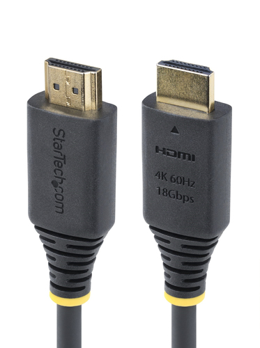StarTech.com Câble HDMI Haut Débit Certifié Premium de 2,4m, 4K 60 Hz/1440p 144 Hz, HDR10/HDCP 2.2/ARC, 18 Gbps, Câble UHD HDMI 2.0 pour Téléviseur/Moniteur/Écran, Gaine en TPE