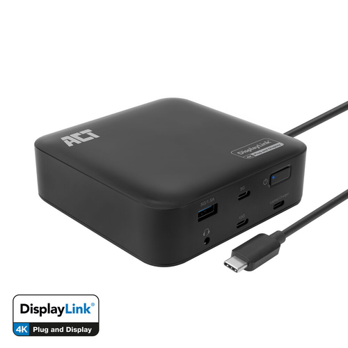 ACT Universal USB-C Docking Station 4K, for 2 HDMI/DisplayPort monitors, DisplayLink, compact design
