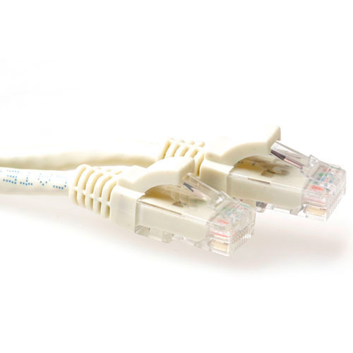 ACT Ivory 3 meter U/UTP CAT6A patch cable snagless with RJ45 connectors