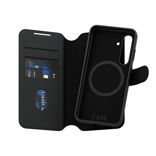 PanzerGlass CARE™ by ® Tango 2-in-1 Wallet Case w. Qi Compatible Samsung Galaxy S24 mobiele telefoon behuizingen Hoes Zwart