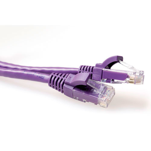 ACT Purple 1 meter U/UTP CAT6A patch cable snagless with RJ45 connectors
