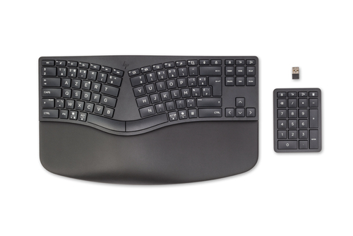 HP 960 Ergonomic Wireless Keyboard clavier Maison RF sans fil + Bluetooth AZERTY Belge Noir