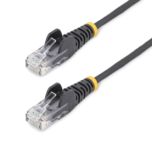 StarTech.com Câble Ethernet CAT6 Noir Fin de 10m, Sans Accroc, 100W PoE, UTP, LSZH, Fil de Cuivre Pur 28AWG, Cordon Patch Réseau RJ45 avec Serre-Câble, Contrôlé Fluke