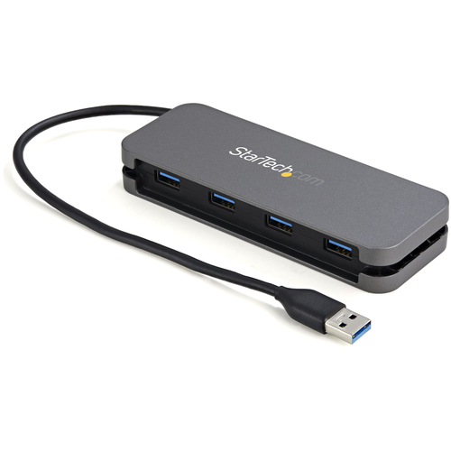 StarTech.com 4 Port USB 3.0 Hub - USB-A to 4x USB-A - SuperSpeed 5Gbps Portable USB 3.1 Gen 1 Type-A Hub - USB Bus Powered - Laptop/Desktop USB Hub with Long Cable 28cm & Cable Management~4 Port USB 3.0 Hub - USB-A to 4x USB-A - SuperSpeed 5Gbps Portable USB 3.2 Gen 1 Type-A Hub - USB Bus Powered - Laptop/Desktop USB Hub with Long Cable 28cm & Cable Management