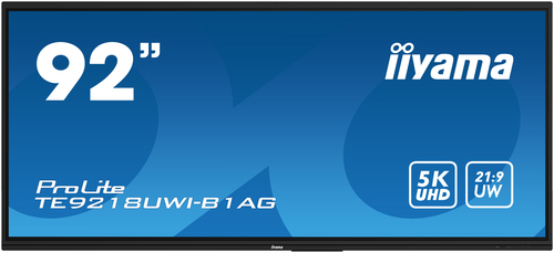 iiyama TE9218UWI-B1AG Signage Display Interactive flat panel 2.32 m (91.5") LED Wi-Fi 500 cd/m² 5K Ultra HD Black Touchscreen Built-in processor Android 16/7