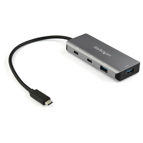 StarTech.com 4 Port USB C Hub w/ 2x USB A & 2x USB C - SuperSpeed 10Gbps USB Type-C 3.1/3.2 Gen 2 Hub - USB Bus Powered - Portable USB-C to USB Adapter Hub - Aluminum - 25cm(9.8") Cable~4 Port USB C Hub w/ 2x USB A & 2x USB C - SuperSpeed 10Gbps USB Type-C 3.2 Gen 2 Hub - USB Bus Powered - Portable USB-C to USB Adapter Hub - Aluminum - 9.8" (25cm) Cable