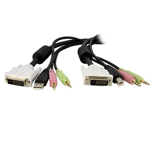 StarTech.com 10ft 4-in-1 USB Dual Link DVI-D KVM Switch Cable w/ Audio & Microphone