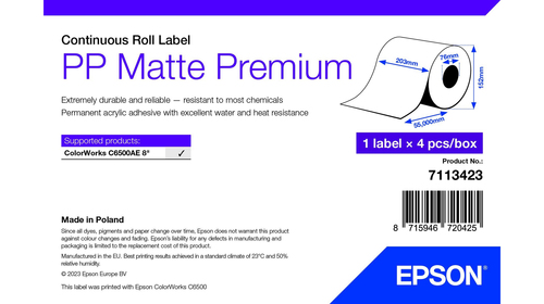 Epson 7113423 printeretiket Wit Zelfklevend printerlabel