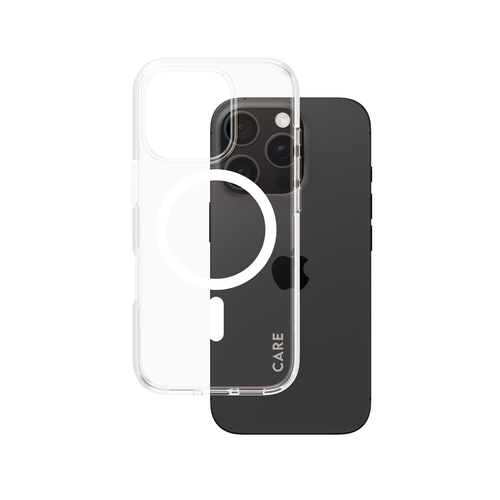 PanzerGlass CARE™ by ® Urban Combat Case Transparent w. White MagSafe iPhone 16 Pro mobiele telefoon behuizingen Hoes Transparant