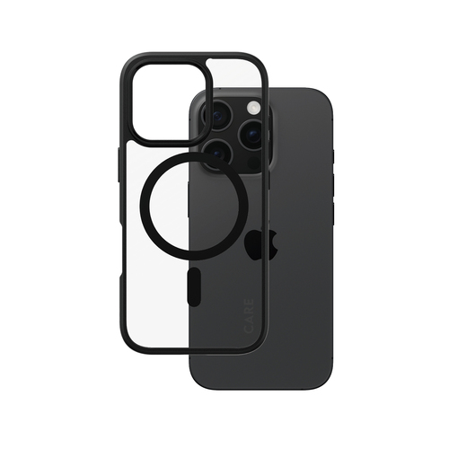 PanzerGlass CARE™ by ® Urban Combat Case Transparent w. Black Frame & MagSafe iPhone 16 Pro mobiele telefoon behuizingen Hoes Zwart