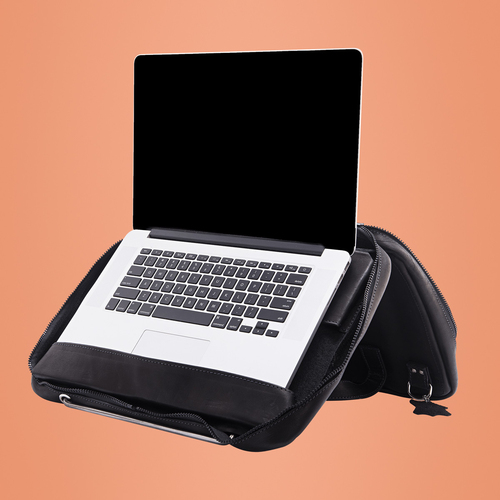 R-Go Tools Sacoche pour ordinateur portable R-Go Viva, cuir pleine fleur, avec support intégré pour ordinateur portable, noir