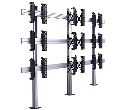 B-Tech SYSTEM X - 3 x 3 Universal Bolt-Down Videowall Mounting System with Micro-Adjustment for 55-60" screens