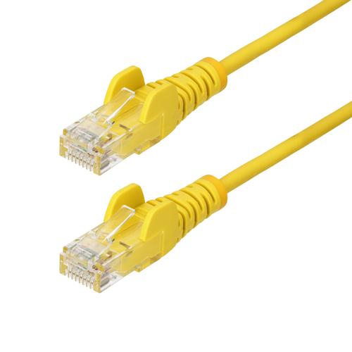 StarTech.com 1m Yellow Slim CAT6 Ethernet Cable, Snagless, 100W PoE, UTP, LSZH, 28AWG Pure Bare Copper Wire, Slim RJ45 Network Patch Cord w/Strain Reliefs, Individually Tested