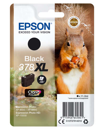 Epson Squirrel Singlepack Black 378XL Claria Photo HD Ink