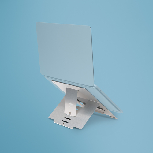 R-Go Tools Support pour ordinateur portable R-Go Riser Flexible, pliable et réglable, ergonomique, aluminium Hylite, argent