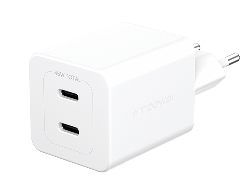 PanzerGlass empower™ by ® Turbo 45W Charger incl. 2 x USB-C | EU Plug | Silver White Smartphone AC Indoor