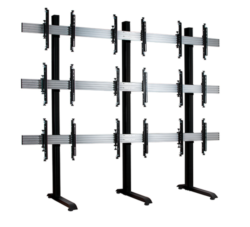 B-Tech SYSTEM X - 3 x 3 Universal Freestanding Videowall Mounting System with Micro-Adjustment for 55-60" screens