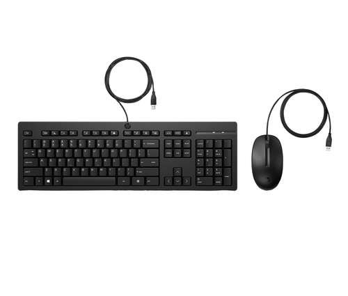 HP 225 Wired Mouse and KB G2 Belgium - English localization AZERTY BE - Maus - AZERTY clavier Souris incluse Bureau USB Noir