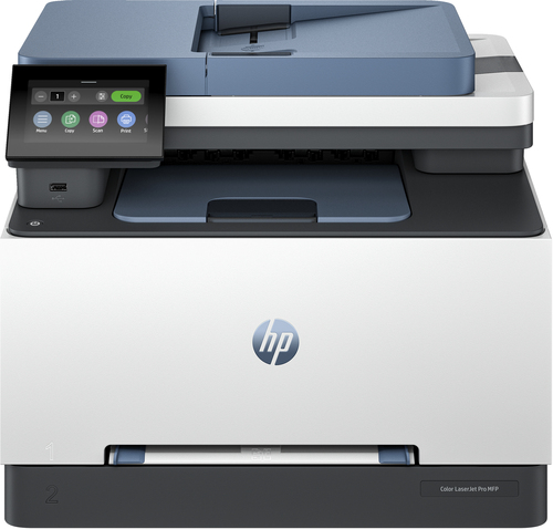 HP Color LaserJet Pro MFP 3302fdn, Color, Printer for Small medium business, Print, copy, scan, fax, Print from phone or tablet; Automatic document feeder; Two-sided printing; Scan to email; Scan to PDF; Fax; Front USB flash drive port; Touchscreen; TerraJet cartridge