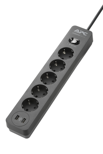 APC PME5U2B-GR surge protector Black 5 AC outlet(s) 230 V 1.52 m