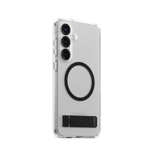 PanzerGlass CARE™ by ® Case Transparent w. Black Kickstand & Qi Compatible Samsung Galaxy S25+ mobiele telefoon behuizingen Hoes Transparant