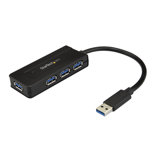 StarTech.com 4 Port USB 3.0 Hub (SuperSpeed 5Gbps) with Fast Charge – Portable USB 3.1 Gen 1 Type-A Laptop/Desktop Hub - USB Bus Power or Self Powered for High Performance – Mini/Compact~4 Port USB 3.0 Hub (SuperSpeed 5Gbps) with Fast Charge – Portable USB 3.2 Gen1 Type-A Laptop/Desktop Hub - USB Bus Power or Self Powered for High Performance – Mini/Compact
