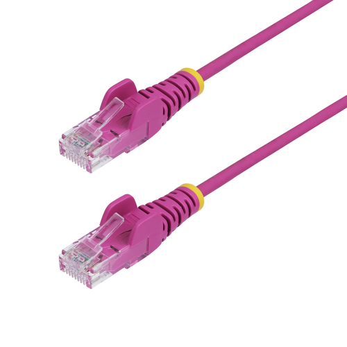 StarTech.com 1m Pink Slim CAT6 Ethernet Cable, Snagless, 100W PoE, UTP, LSZH, 28AWG Pure Bare Copper Wire, Slim RJ45 Network Patch Cord w/Strain Reliefs, Individually Tested